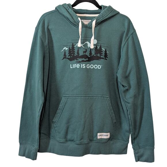 Life Is Good Other - Life is Good Green Mountain Landscape Print Pullover Hoodie Sweater Size Medium